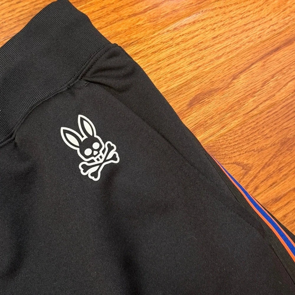 Psycho Bunny Sweatpants Jogger Mens Size 1 XLT Black Side Striped Track Lounge
